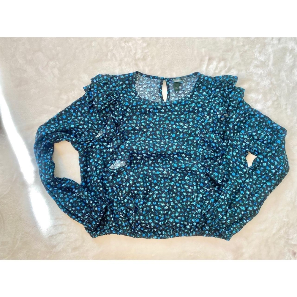Wild Fable Blue Ruffled Long Sleeve Blouse BUY1 GET1 FREE
